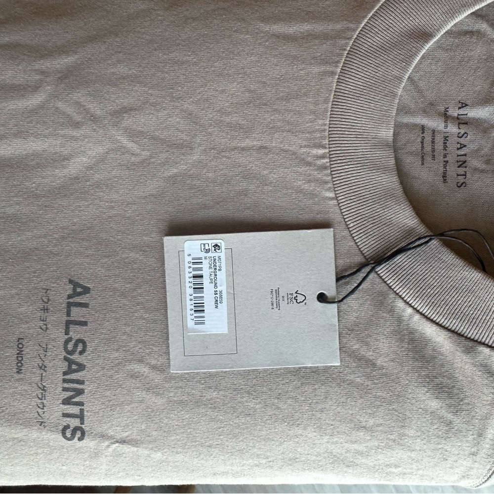 All Saints Beige Short Sleeve Tee